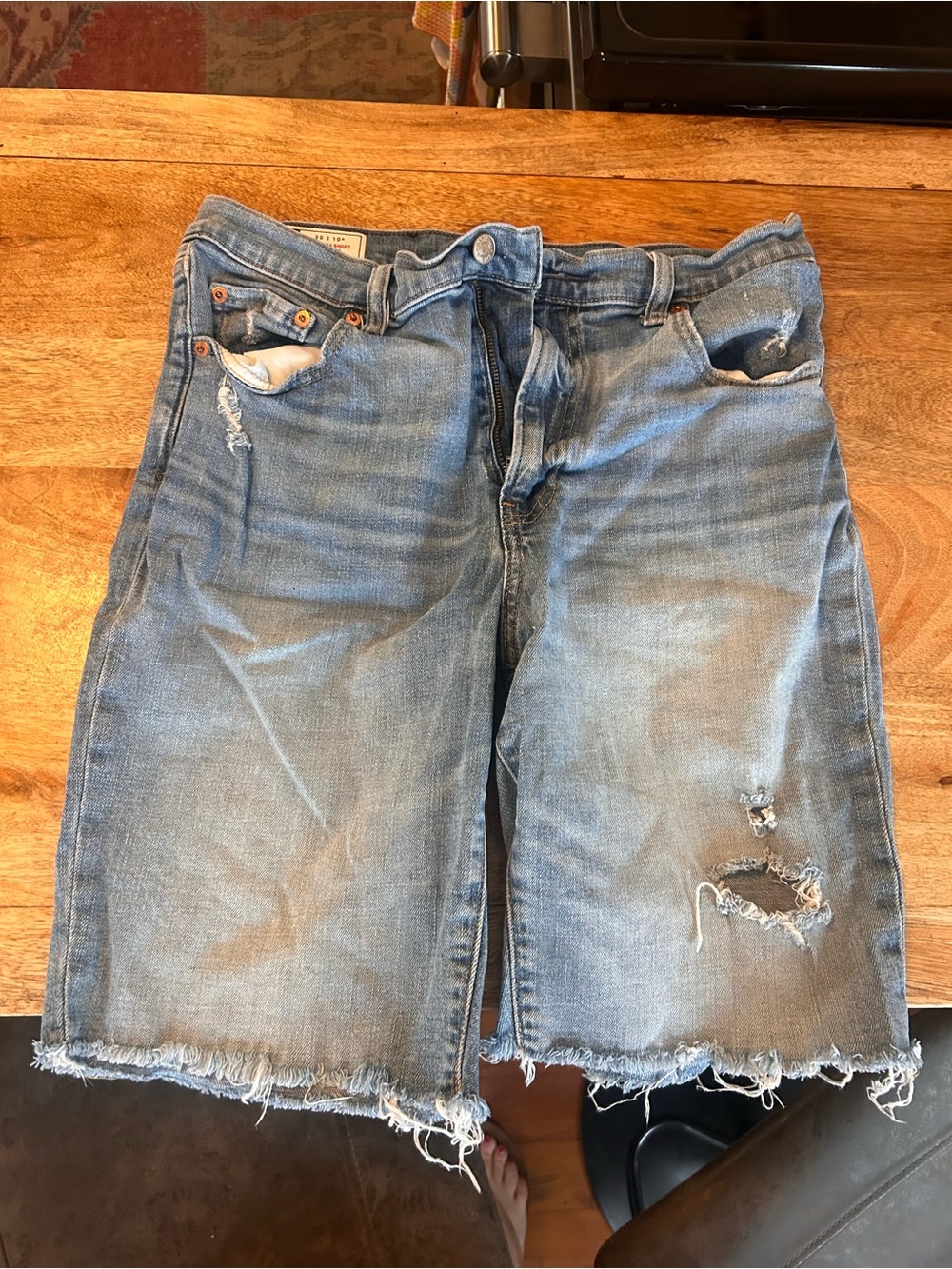 GAP Light Blue High-Rise Denim Bermuda Shorts